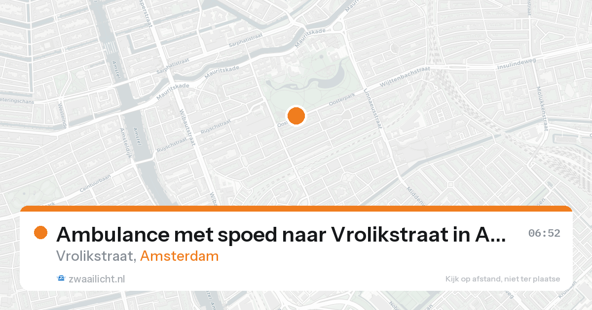 Ambulance met spoed naar Vrolikstraat in Amsterdam — 17 aug 2026