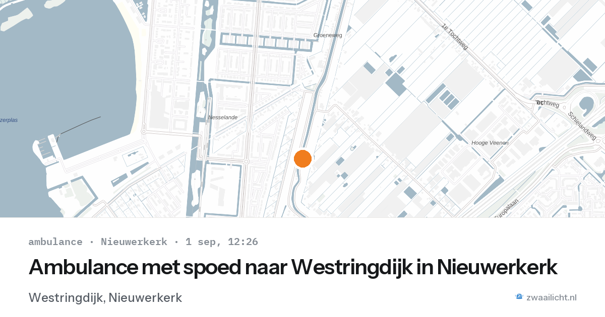 Ambulance met spoed naar Westringdijk in Nieuwerkerk — 1 sep 2026