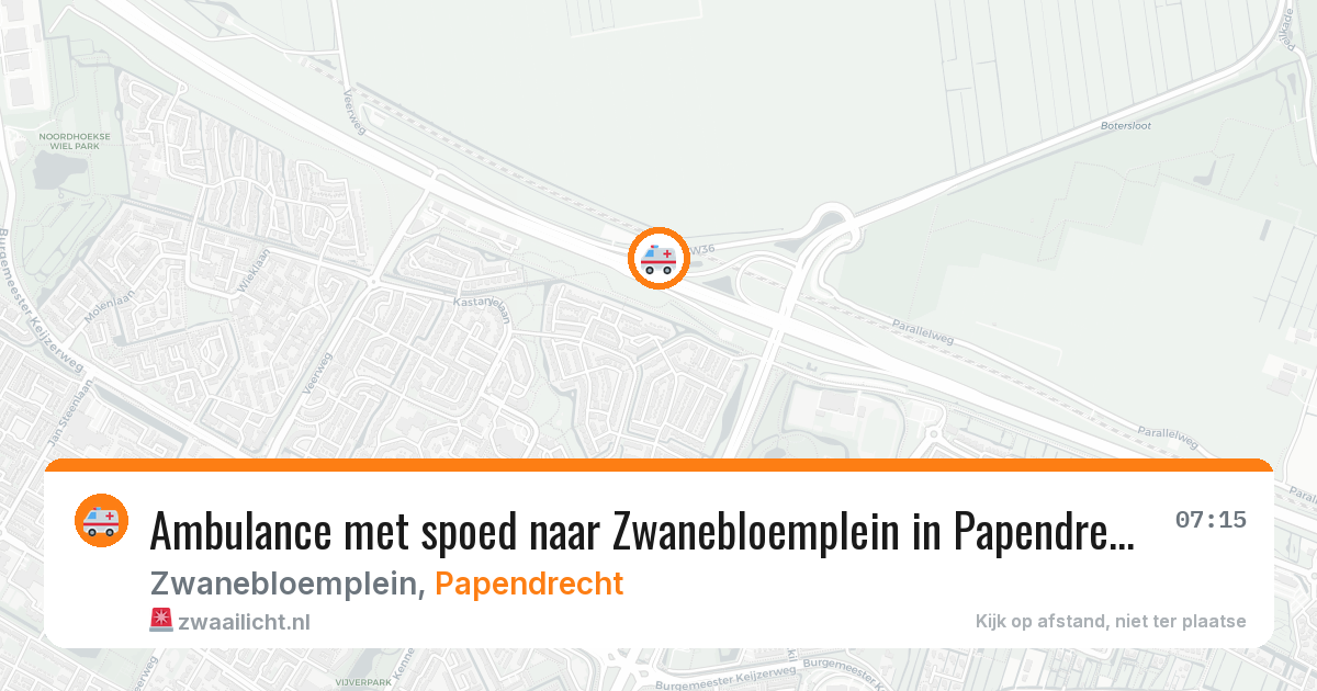 Ambulance met spoed naar Zwanebloemplein in Papendrecht — 9 aug 2026