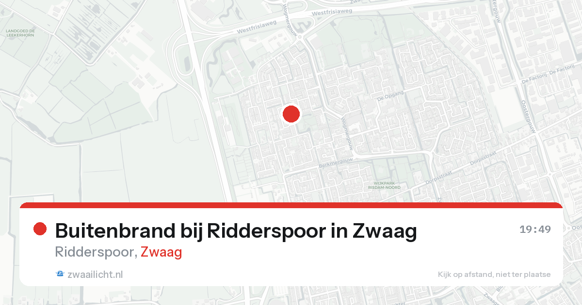 Buitenbrand bij Ridderspoor in Zwaag — 15 aug 2026
