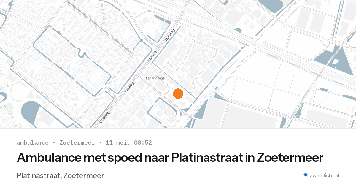 Ambulance met spoed naar Platinastraat in Zoetermeer — 11 mei 2026