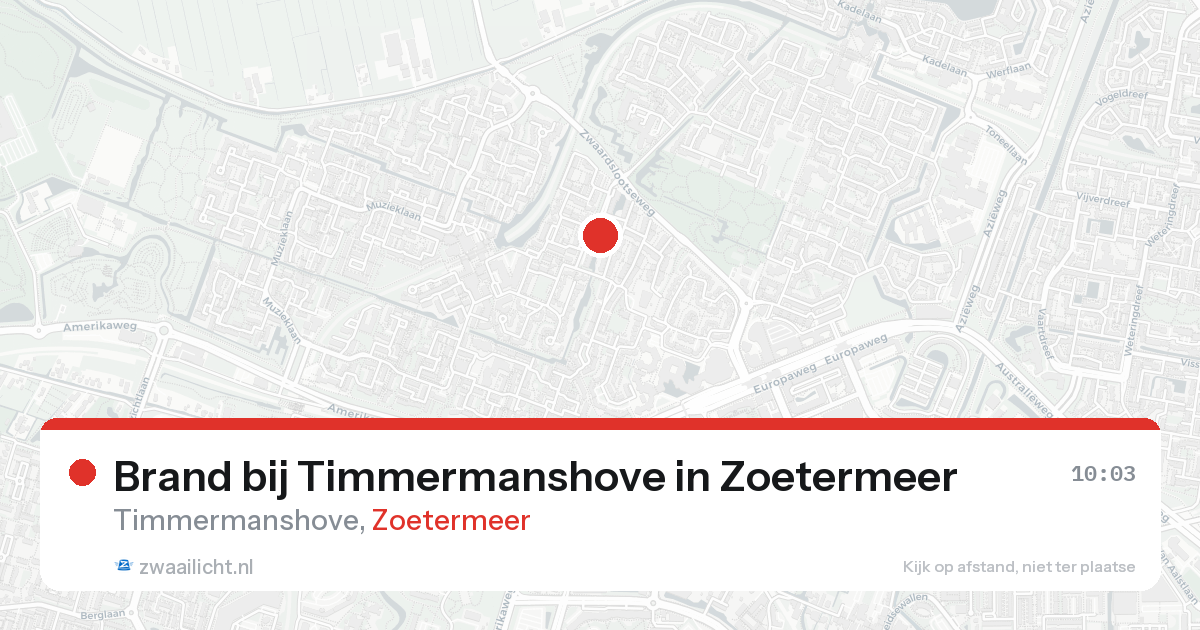 Brand bij Timmermanshove in Zoetermeer — 24 aug 2026
