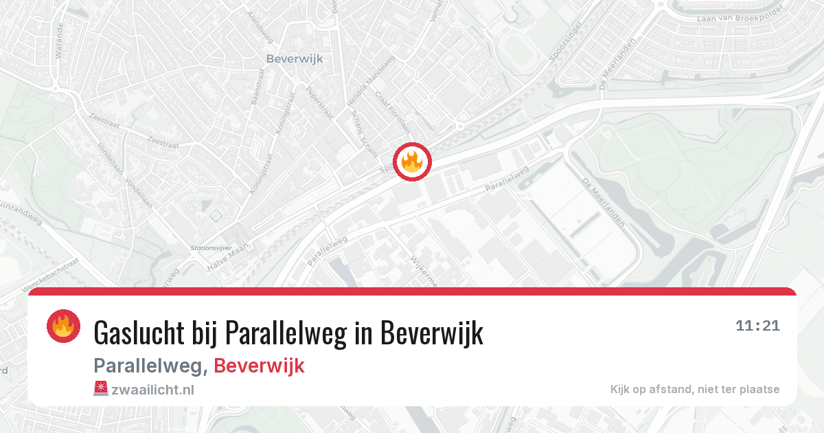 Gaslucht bij Parallelweg in Beverwijk — 13 aug 2026