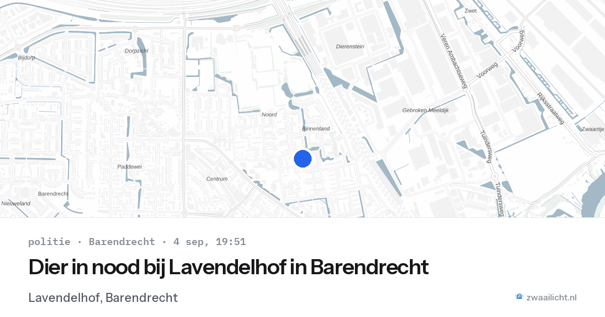 Dier in nood bij Lavendelhof in Barendrecht — 4 sep 2026
