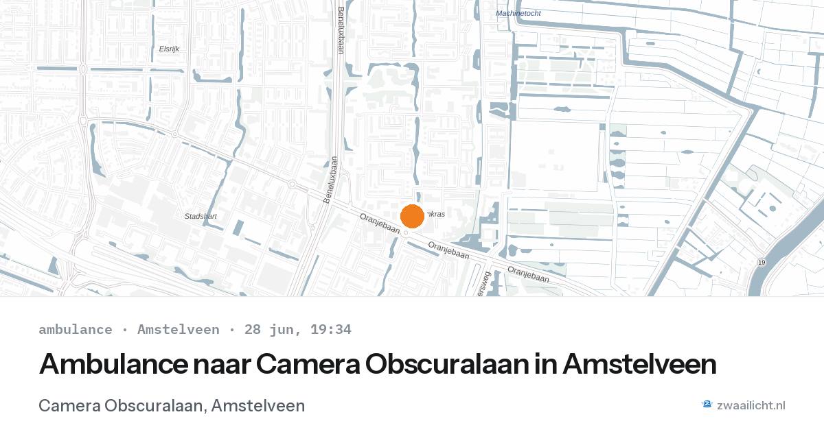Ambulance naar Camera Obscuralaan in Amstelveen — 28 jun 2026