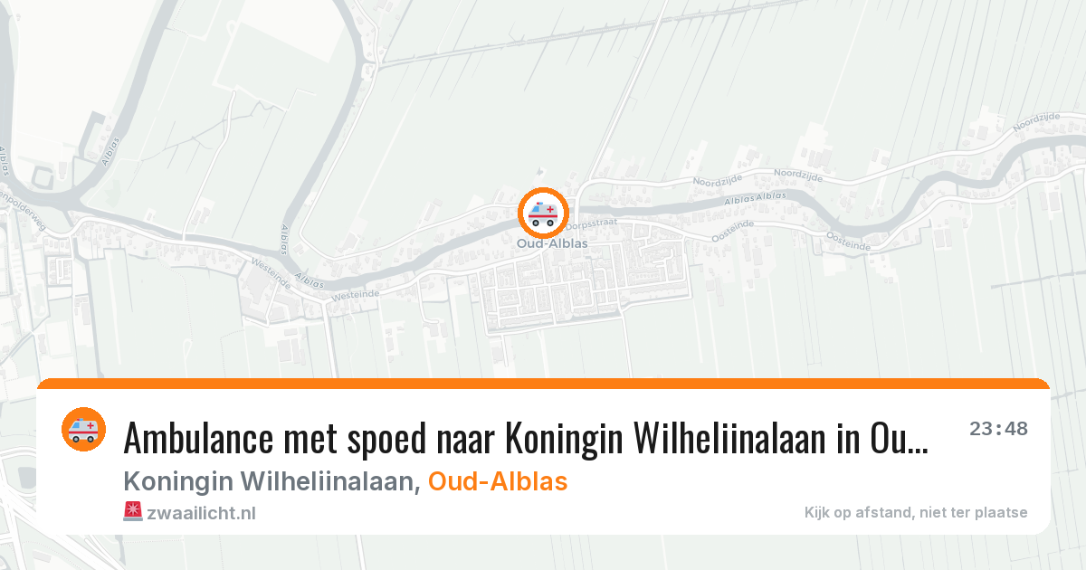 Ambulance met spoed naar Koningin Wilheliinalaan in Oud-Alblas — 24 jun 2026