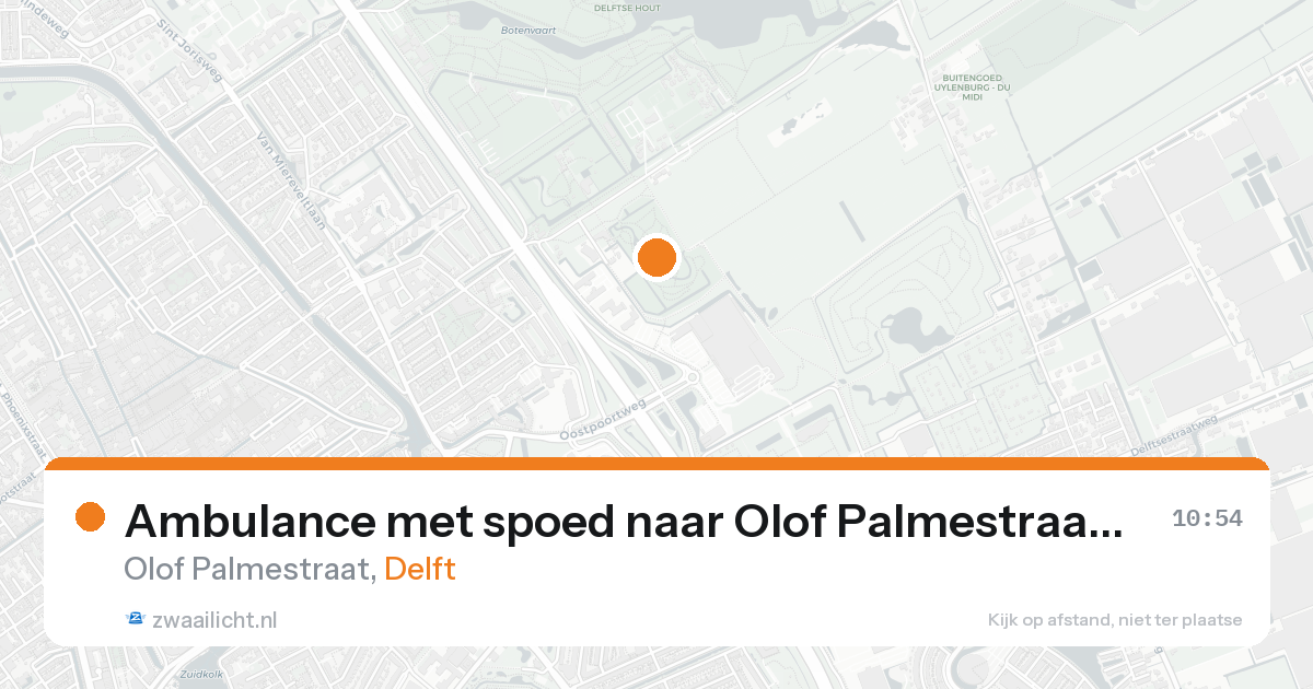 Ambulance met spoed naar Olof Palmestraat in Delft — 23 aug 2026