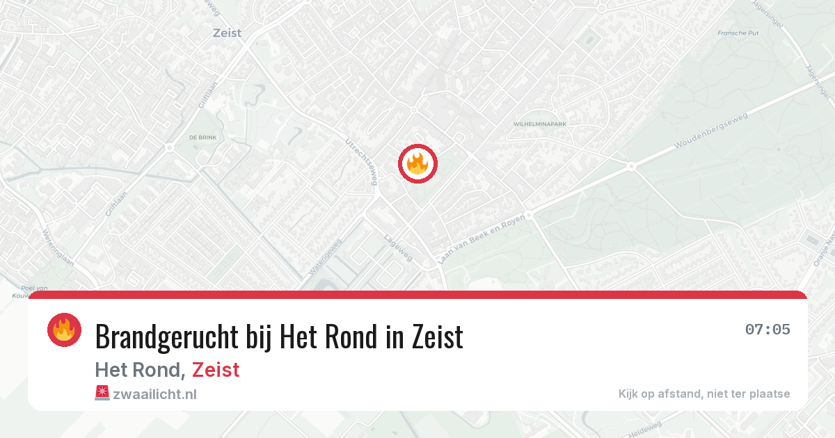 Brandgerucht bij Het Rond in Zeist — 21 mrt 2026