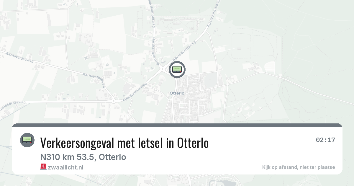 Verkeersongeval met letsel in Otterlo — 28 mrt 2026