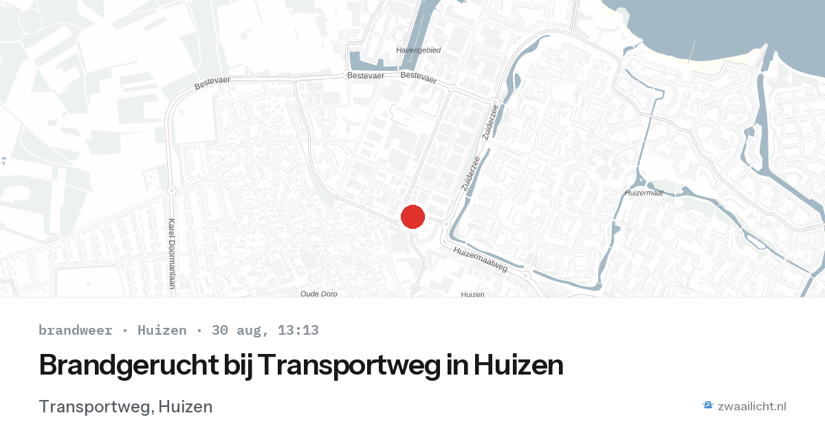 Brandgerucht bij Transportweg in Huizen — 30 aug 2026