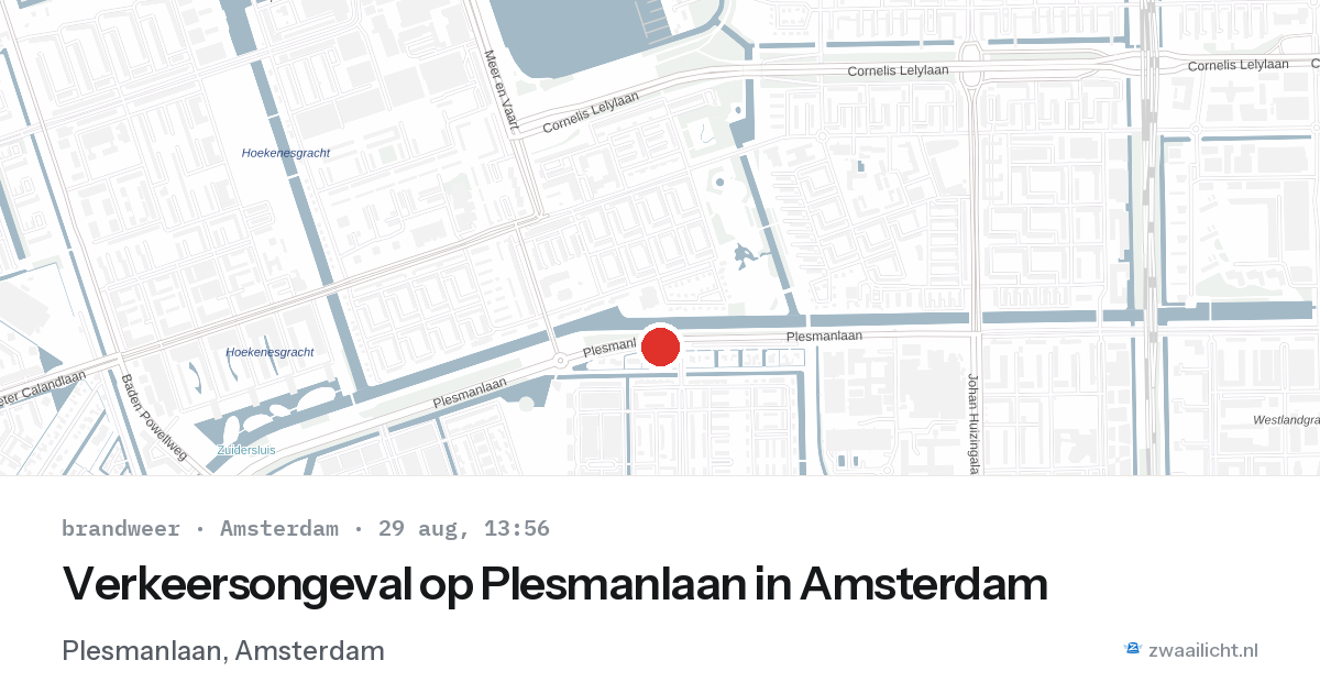 Verkeersongeval op Plesmanlaan in Amsterdam — 29 aug 2026
