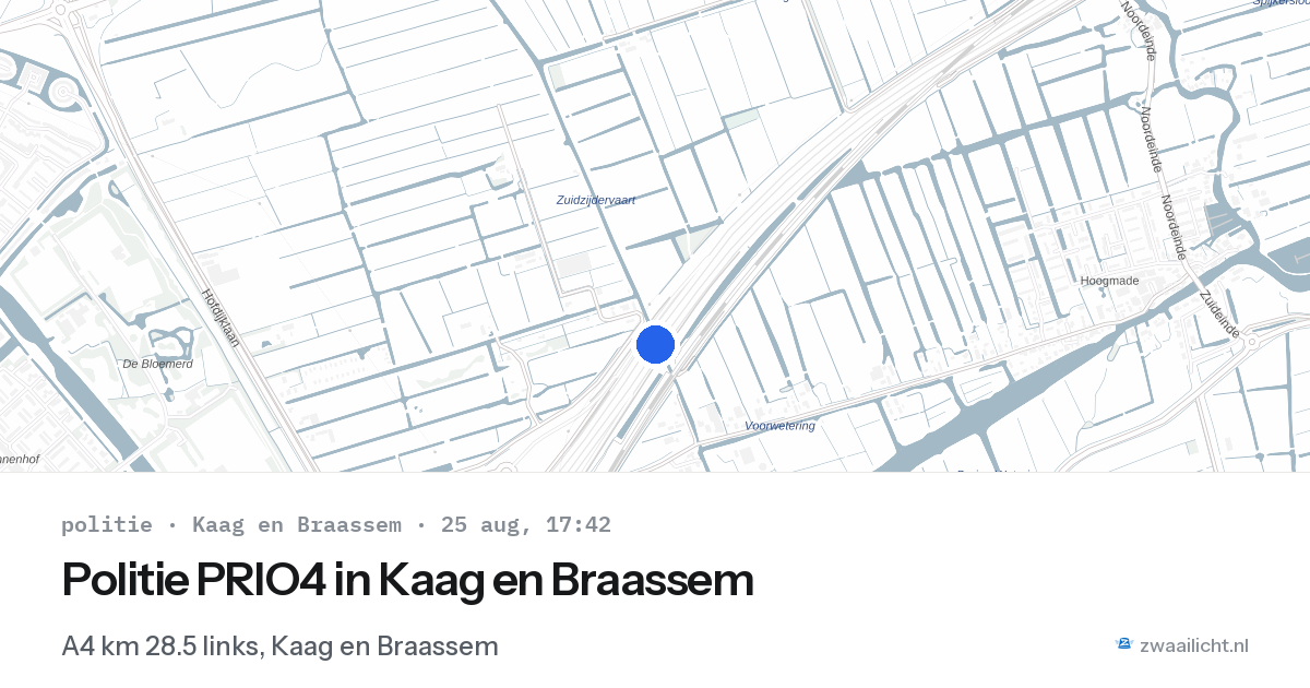 Politie PRIO4 in Kaag en Braassem — 25 aug 2026 | 🚨 Zwaailicht.nl