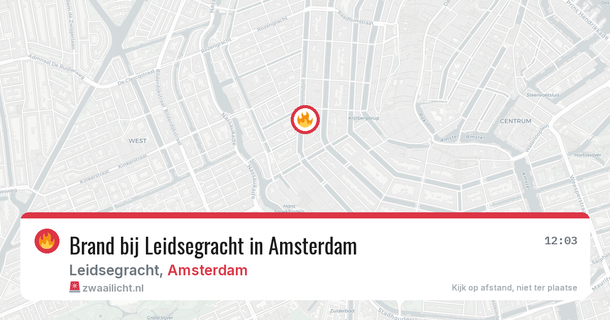 Brand bij Leidsegracht in Amsterdam — 29 jul 2026
