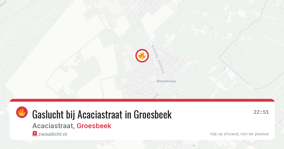 Gaslucht bij Acaciastraat in Groesbeek — 28 jul 2026