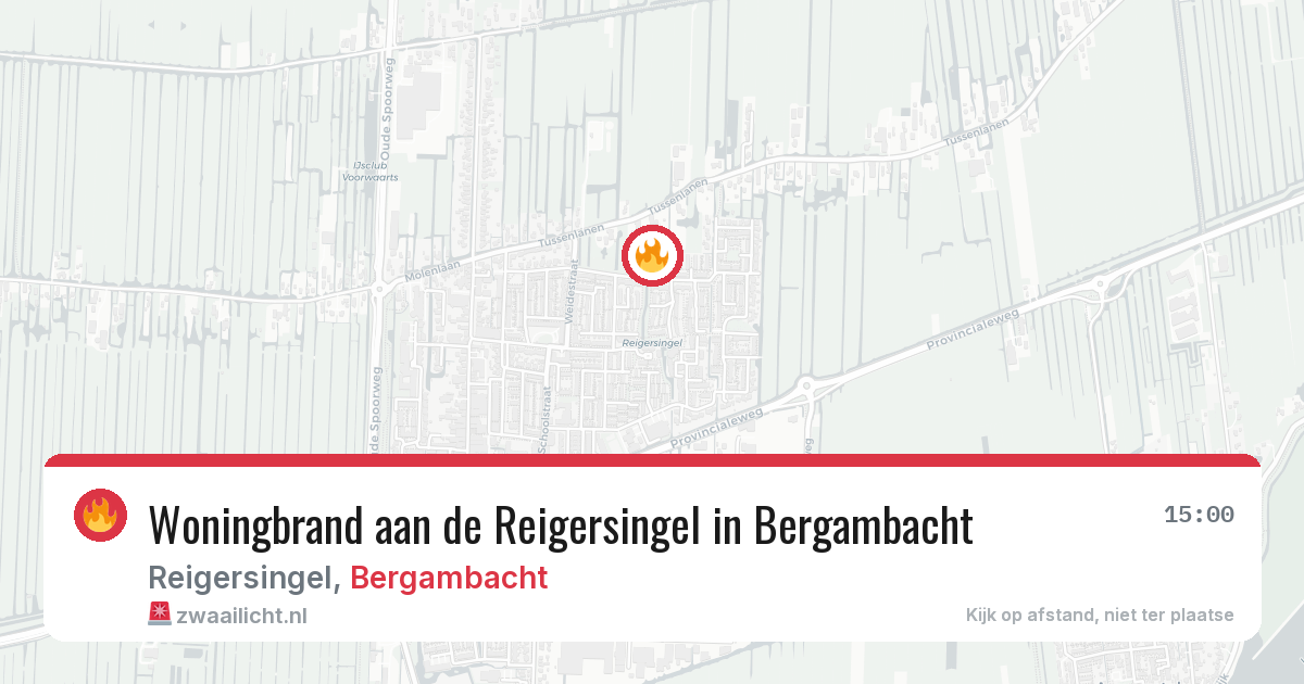 Woningbrand aan de Reigersingel in Bergambacht — 21 jun 2026