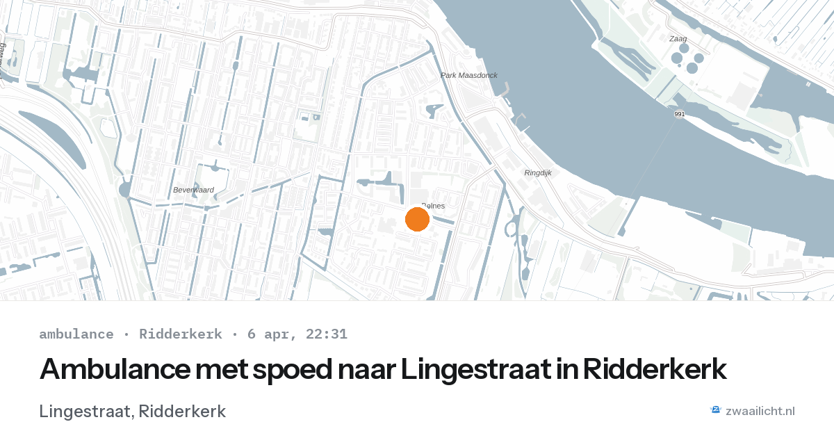 Ambulance met spoed naar Lingestraat in Ridderkerk — 6 apr 2026