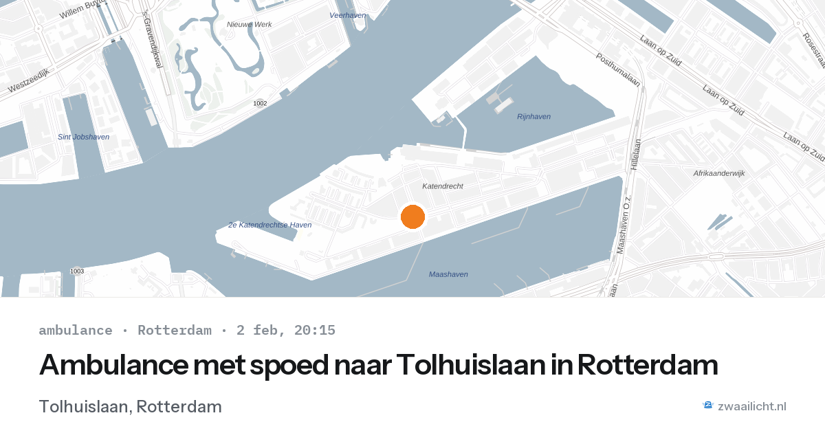 Ambulance met spoed naar Tolhuislaan in Rotterdam — 2 feb 2026