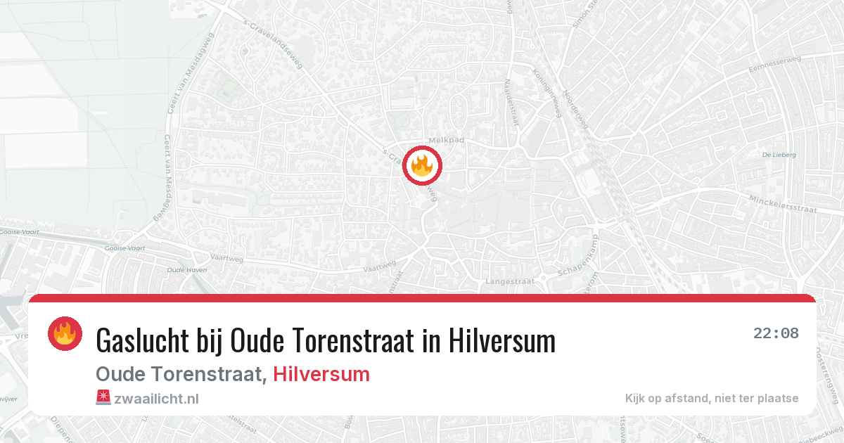 Gaslucht bij Oude Torenstraat in Hilversum — 20 jun 2026