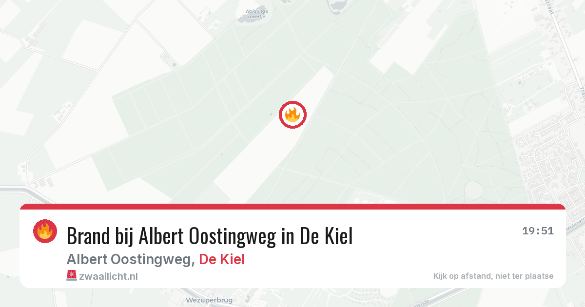Brand bij Albert Oostingweg in De Kiel — 12 aug 2026