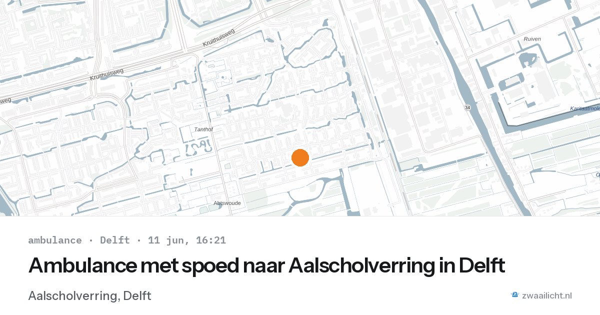 Ambulance met spoed naar Aalscholverring in Delft — 11 jun 2026