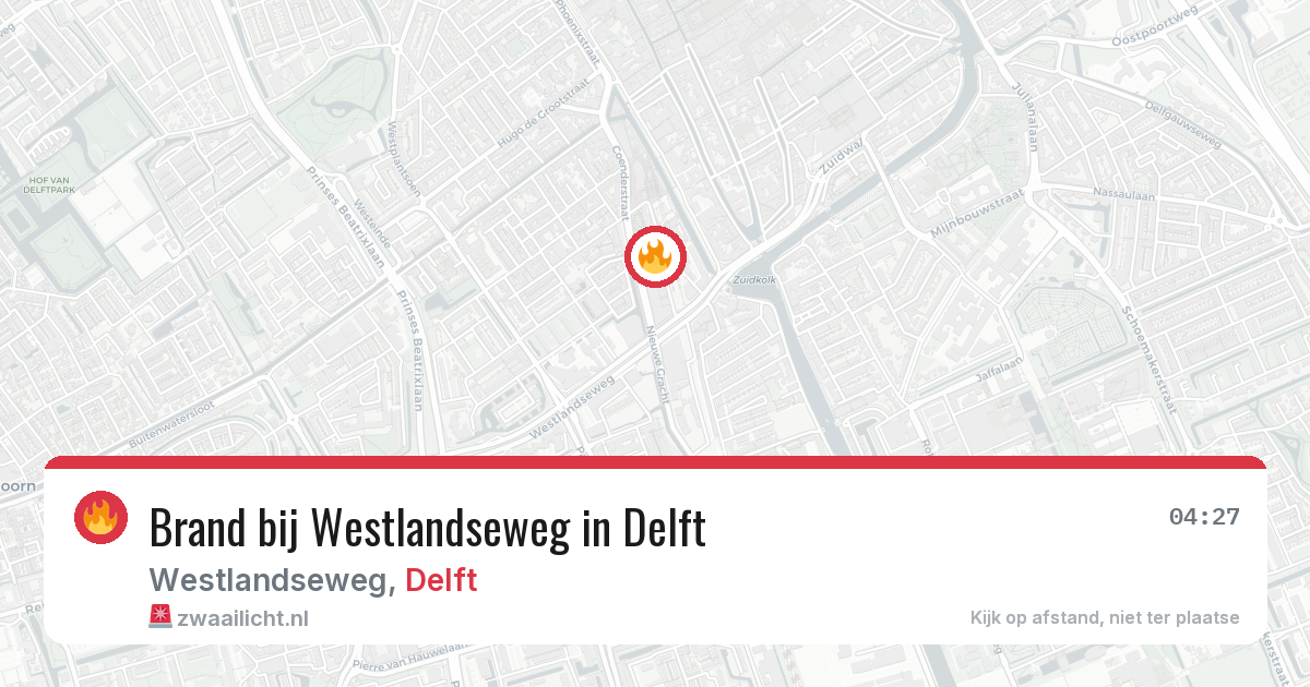Brand bij Westlandseweg in Delft — 15 mei 2026