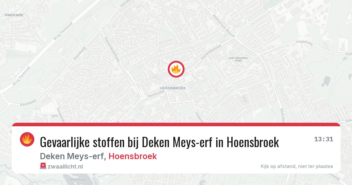 Gevaarlijke stoffen bij Deken Meys-erf in Hoensbroek — 6 aug 2026