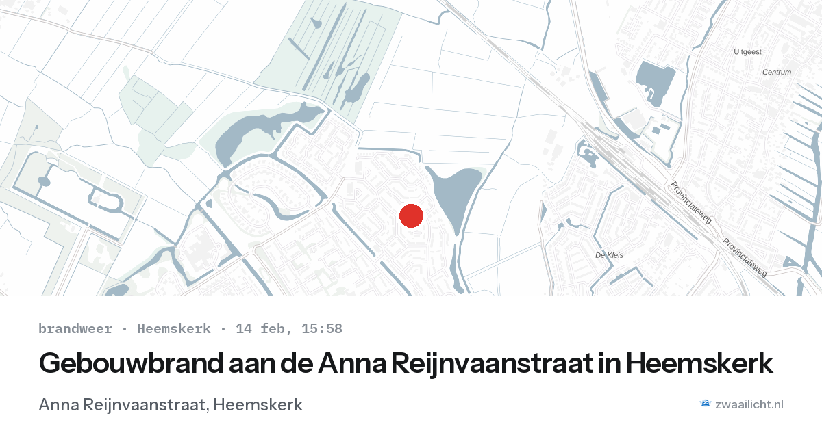 Gebouwbrand aan de Anna Reijnvaanstraat in Heemskerk — 14 feb 2026