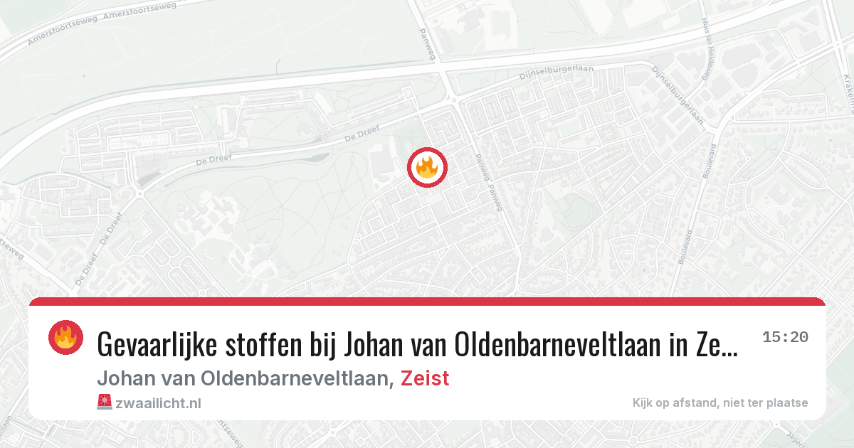 Gevaarlijke stoffen bij Johan van Oldenbarneveltlaan in Zeist — 14 jun 2026