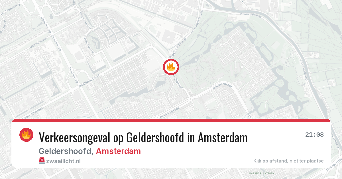 Verkeersongeval op Geldershoofd in Amsterdam — 9 aug 2026