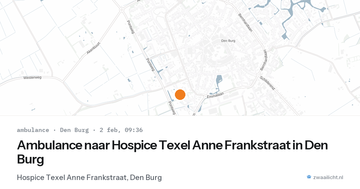 Ambulance naar Hospice Texel Anne Frankstraat in Den Burg — 2 feb 2026