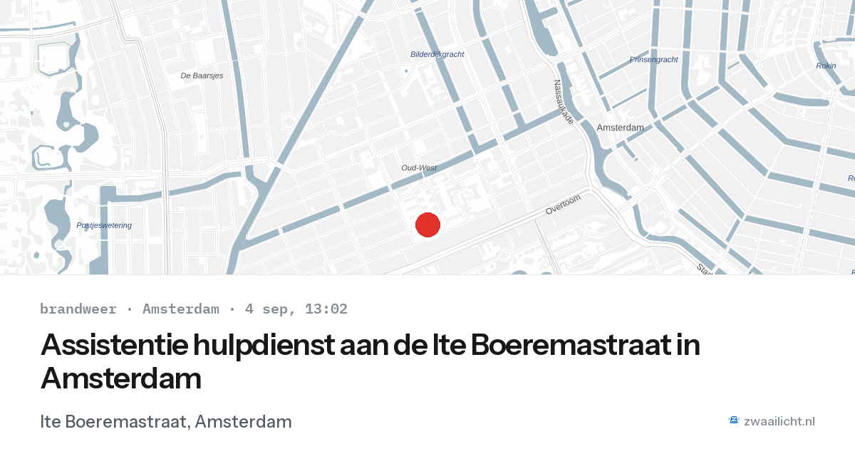 Assistentie hulpdienst aan de Ite Boeremastraat in Amsterdam — 4 sep 2026