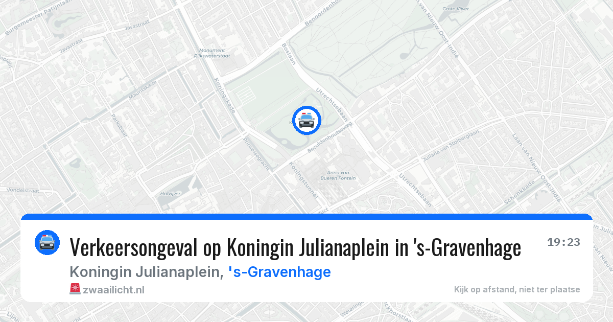 Verkeersongeval op Koningin Julianaplein in 's-Gravenhage — 26 jul 2026