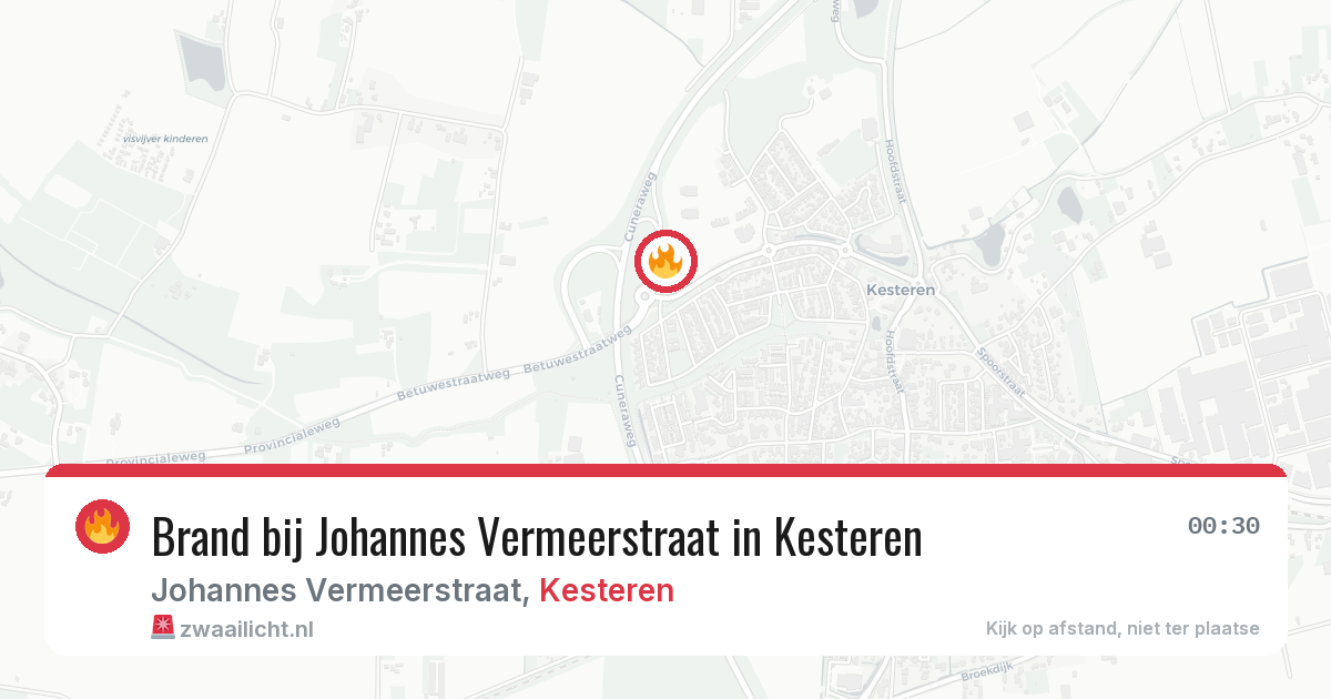 Brand bij Johannes Vermeerstraat in Kesteren — 10 jul 2026
