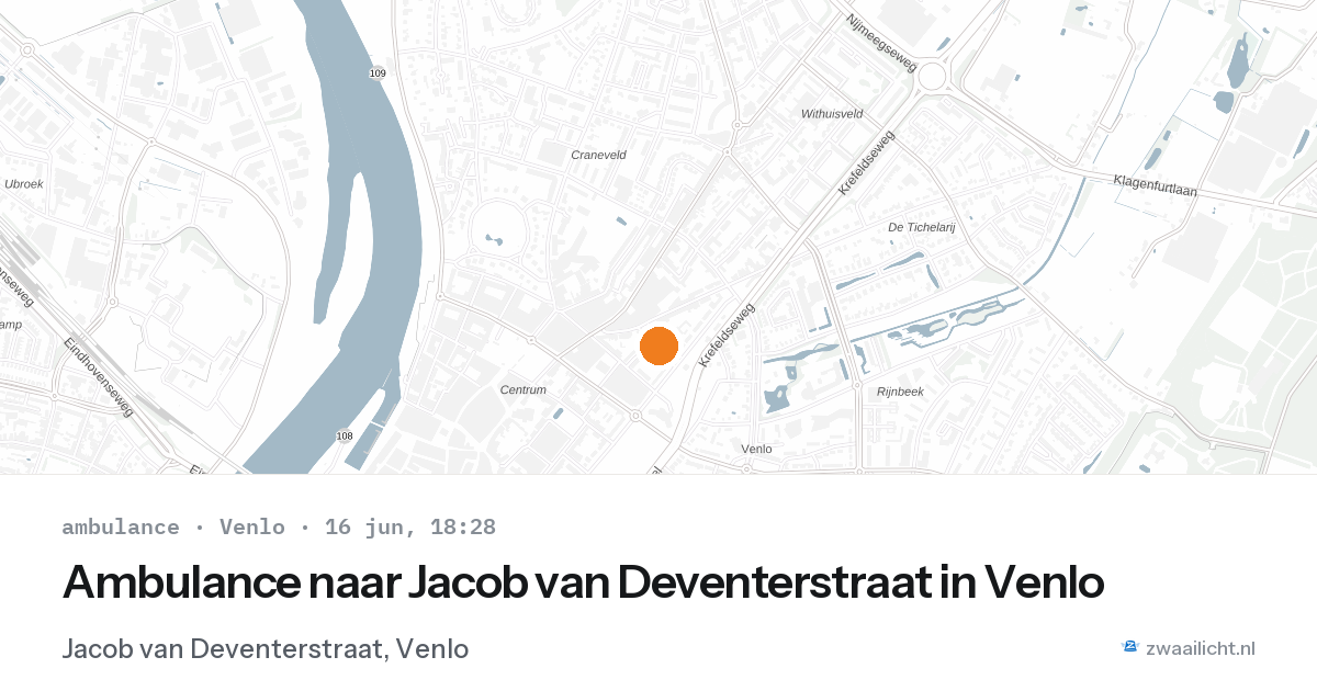 Ambulance naar Jacob van Deventerstraat in Venlo — 16 jun 2026