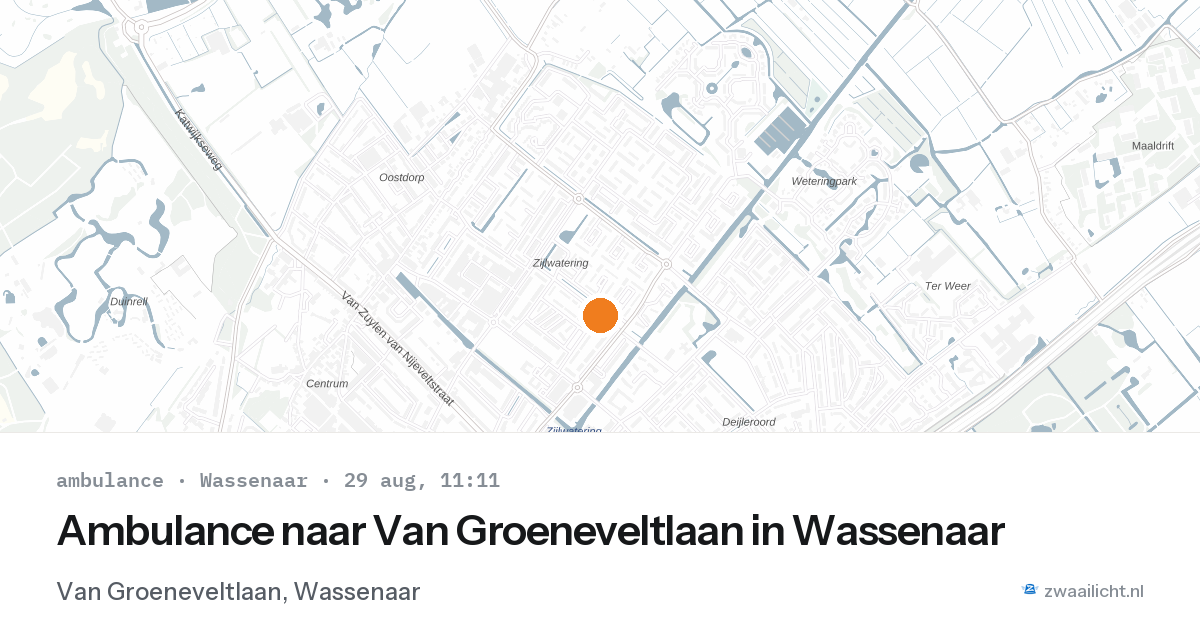 Ambulance naar Van Groeneveltlaan in Wassenaar — 29 aug 2026