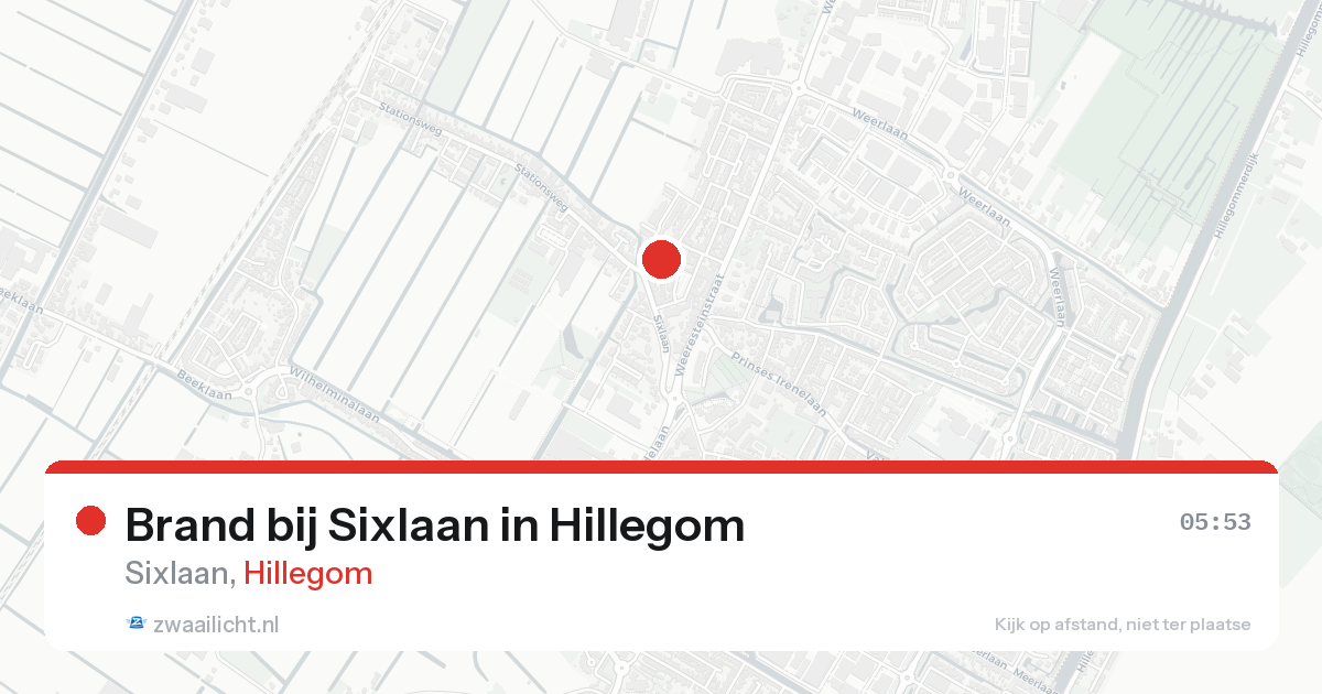 Brand bij Sixlaan in Hillegom — 17 aug 2026
