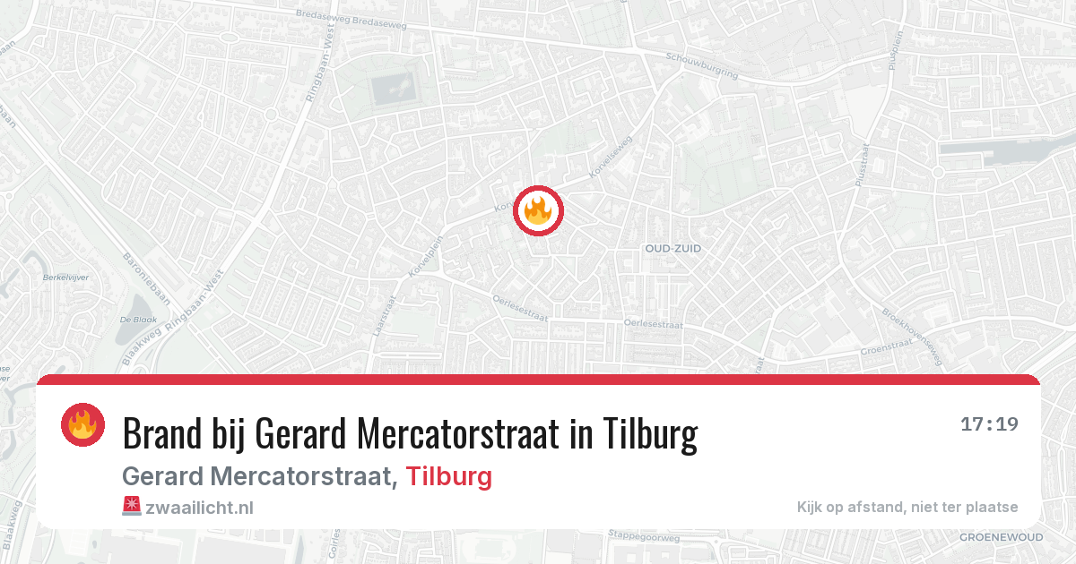 Brand bij Gerard Mercatorstraat in Tilburg — 29 jul 2026