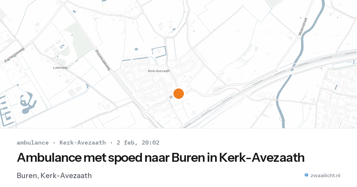 Ambulance met spoed naar Buren in Kerk-Avezaath — 2 feb 2026