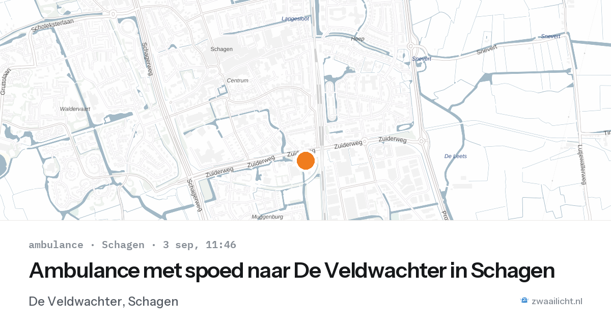 Ambulance met spoed naar De Veldwachter in Schagen — 3 sep 2026
