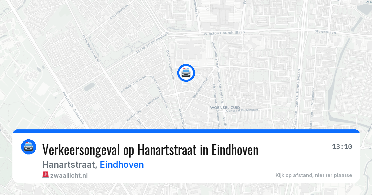 Verkeersongeval op Hanartstraat in Eindhoven — 10 jul 2026