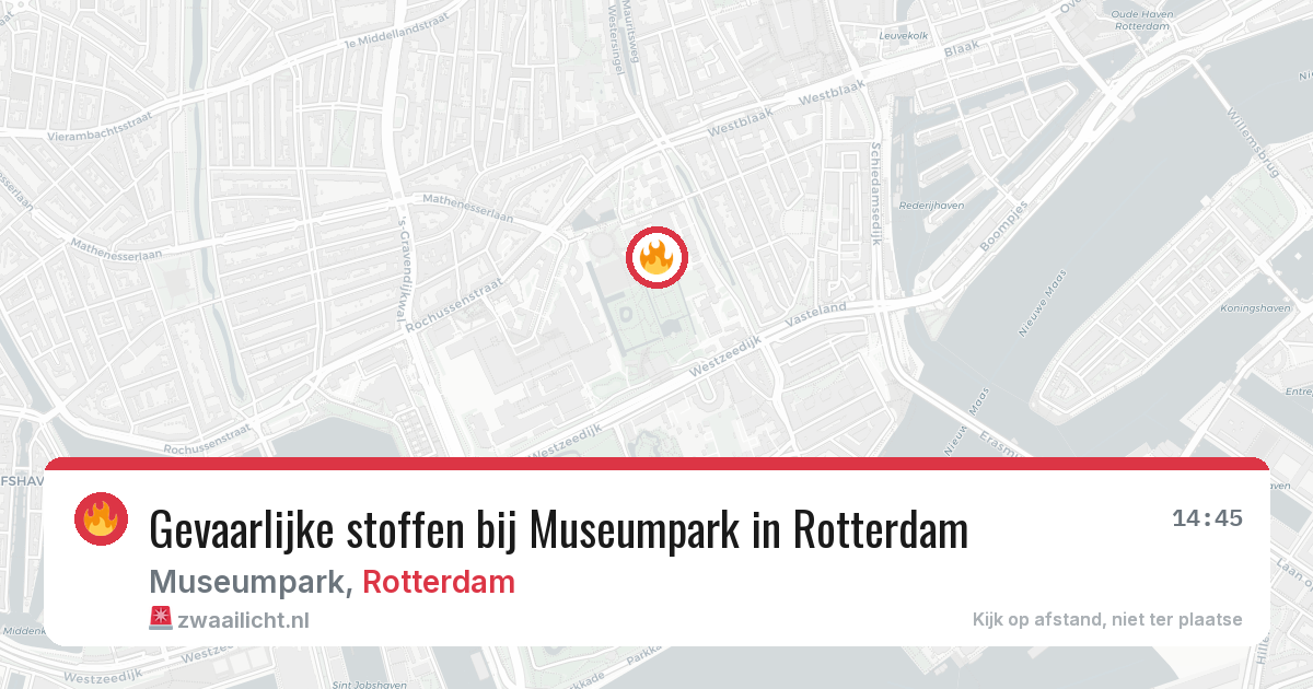Gevaarlijke stoffen bij Museumpark in Rotterdam — 8 jul 2026