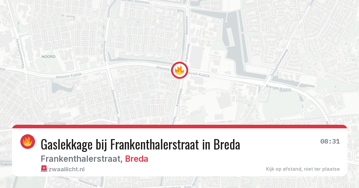 Gaslekkage bij Frankenthalerstraat in Breda — 25 mrt 2026