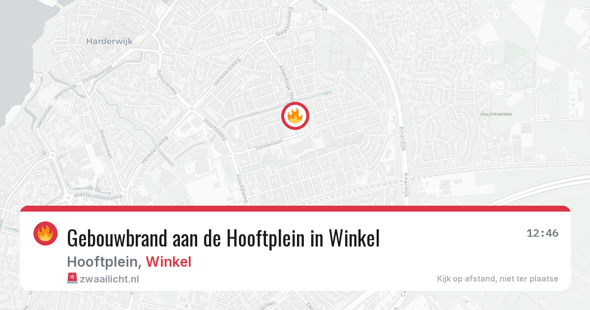 Gebouwbrand aan de Hooftplein in Winkel — 5 feb 2026