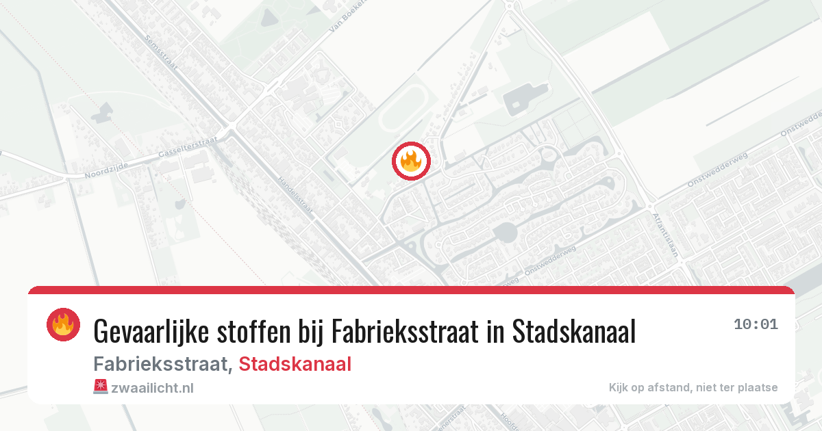 Gevaarlijke stoffen bij Fabrieksstraat in Stadskanaal — 13 apr 2026