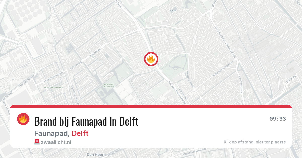 Brand bij Faunapad in Delft — 2 aug 2026