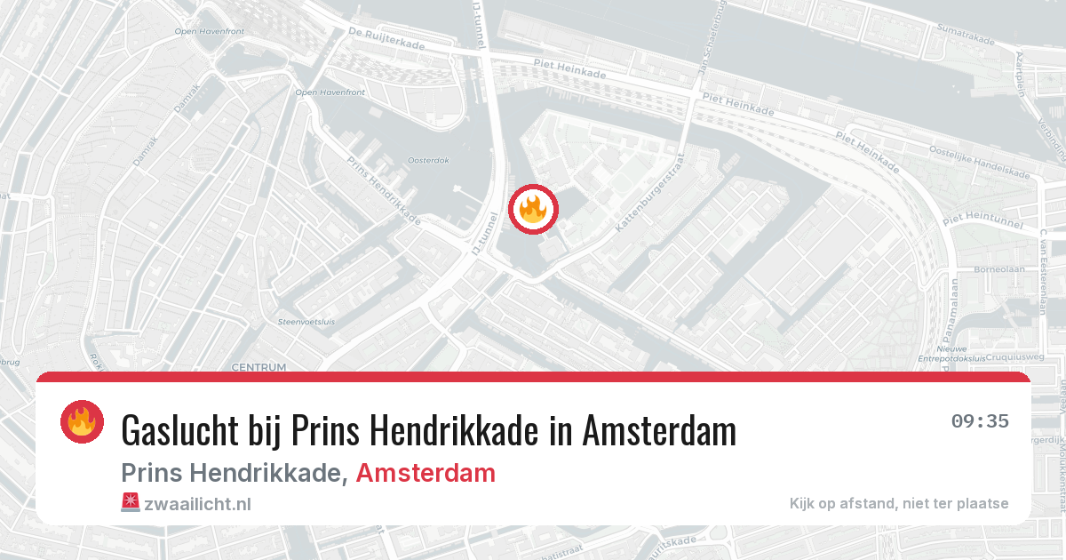 Gaslucht bij Prins Hendrikkade in Amsterdam — 24 jun 2026