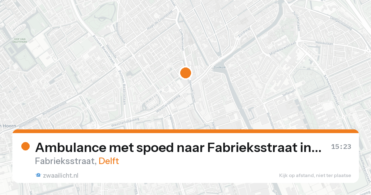 Ambulance met spoed naar Fabrieksstraat in Delft — 17 aug 2026