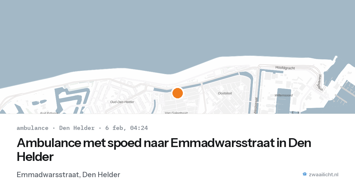 Ambulance met spoed naar Emmadwarsstraat in Den Helder — 6 feb 2026