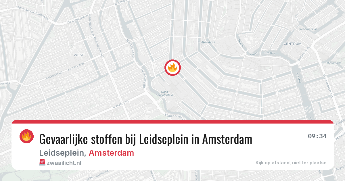 Gevaarlijke stoffen bij Leidseplein in Amsterdam — 20 mei 2026