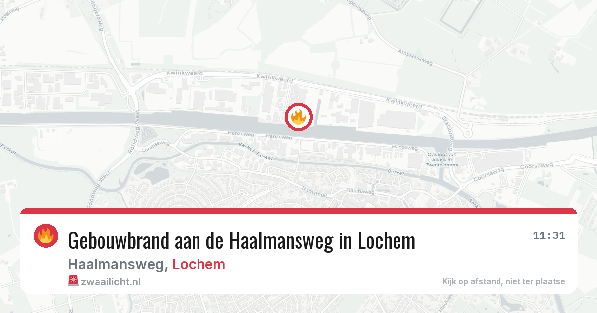 Gebouwbrand aan de Haalmansweg in Lochem — 20 apr 2026